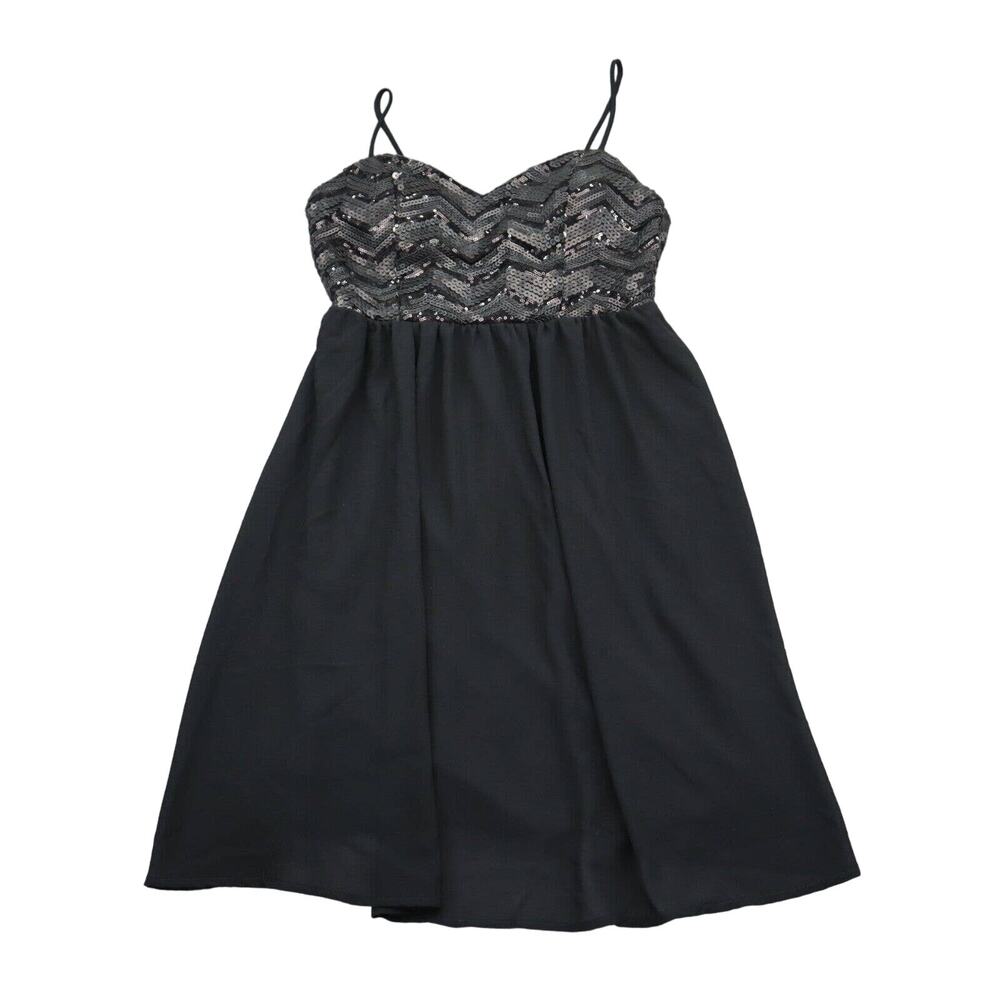 Fio Fio Dress Womens M Black Mini Sleeveless Sweetheart Neck Sequin Polyester